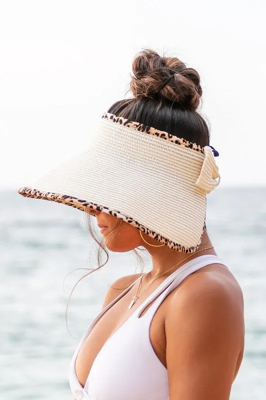 Leopard Foldable Bow Visor Summer Hat