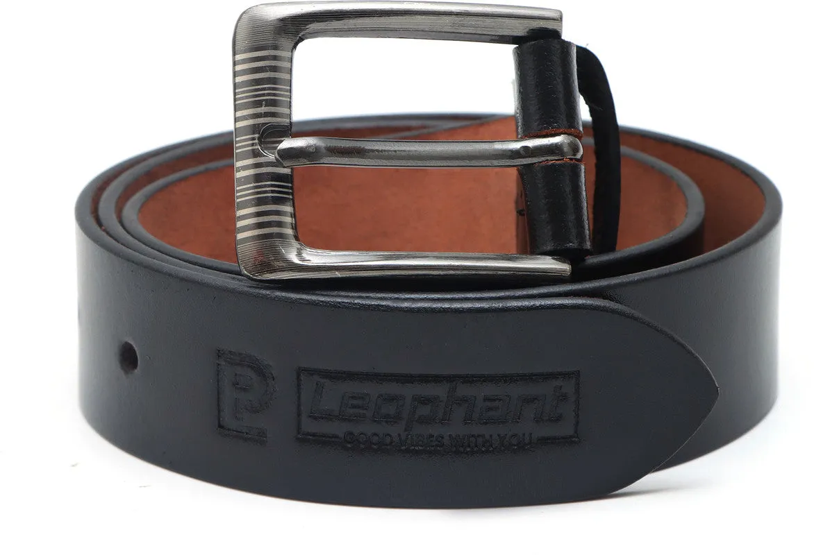Leophant Men Casual, Evening Black Genuine Leather Belt