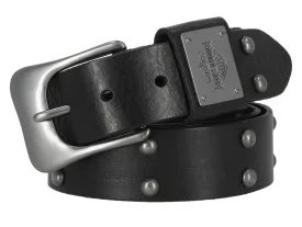 Men's Western Dome Studded Genuine Leather Belt - Black