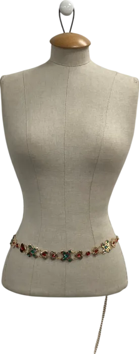 Metallic Cross Heart Jewelled Chain Belt One Size