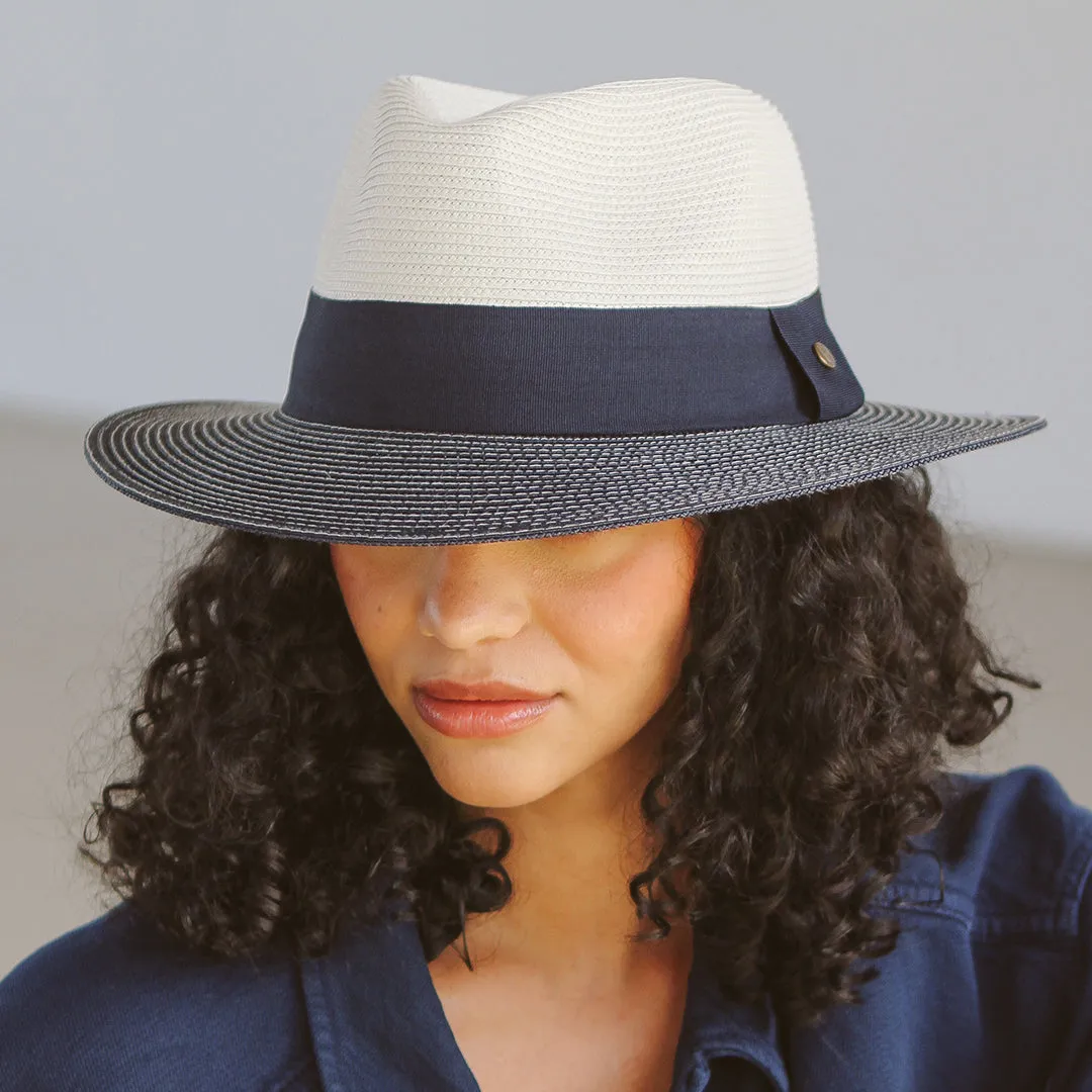 Naledi Fedora Sun Hat Ivory Navy