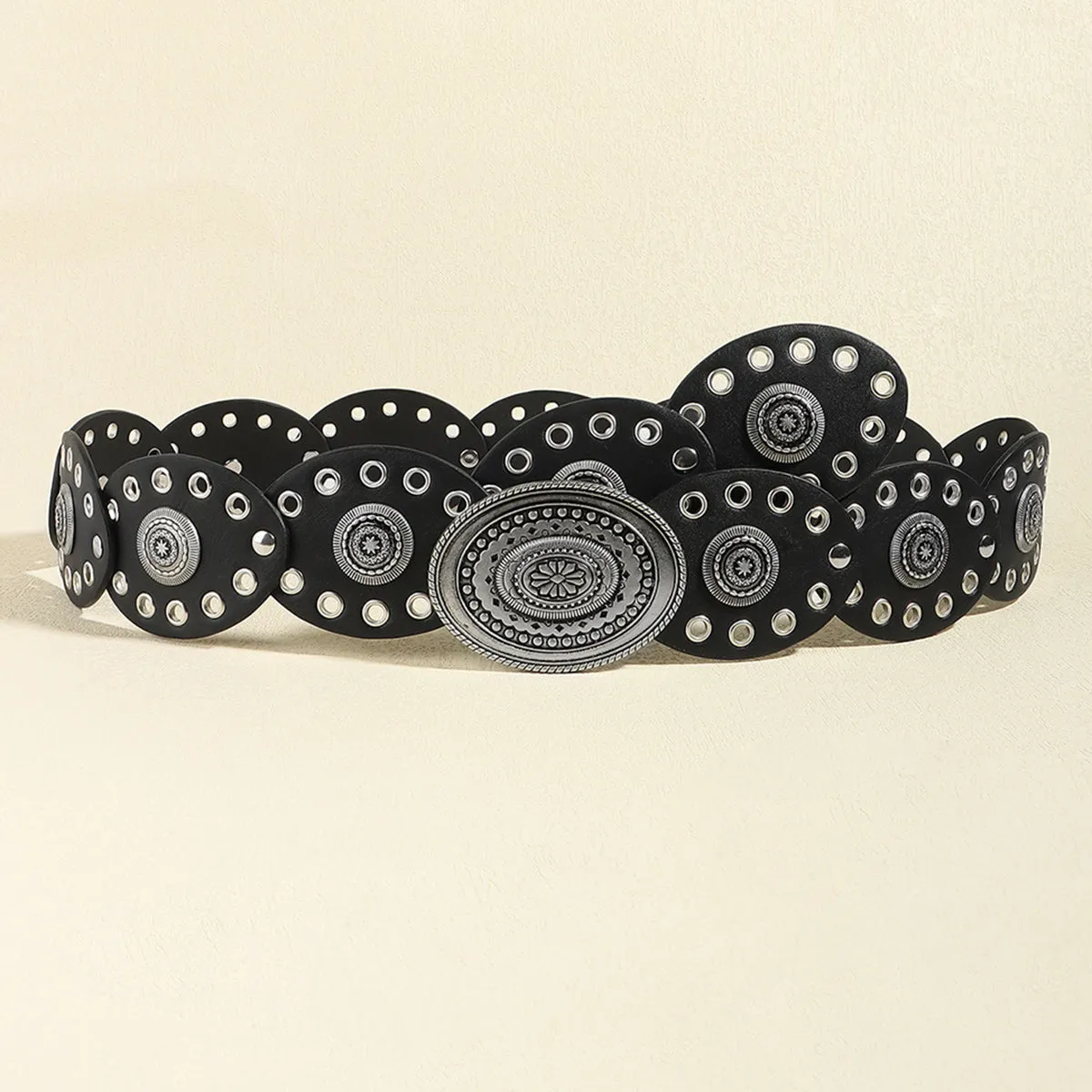 Oval Studded Western Belt