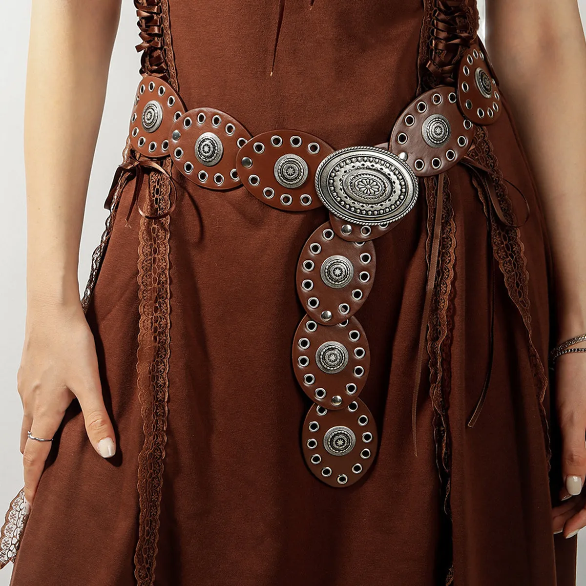 Oval Studded Western Belt