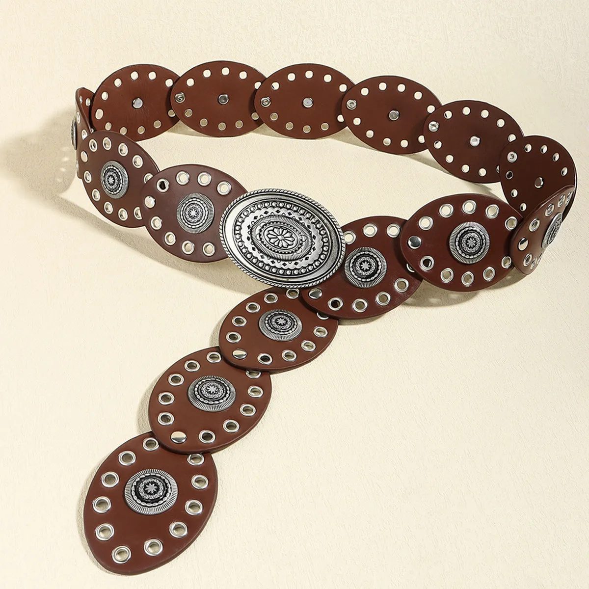 Oval Studded Western Belt