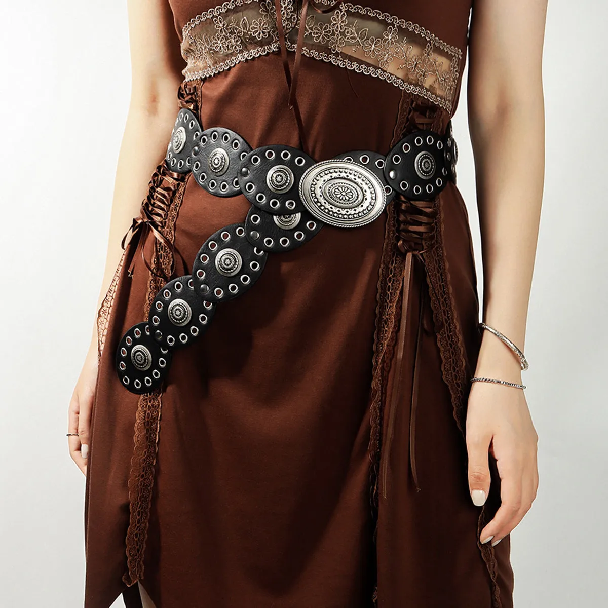 Oval Studded Western Belt