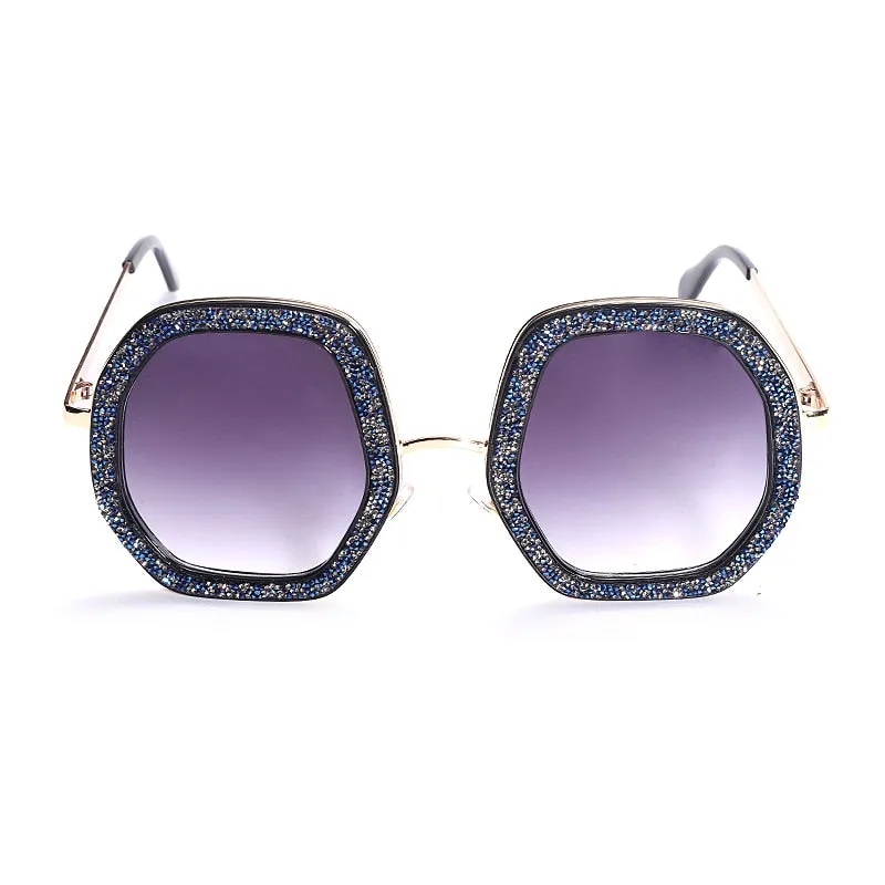 Oversize Odd Shape Glitter Round Sunglasses