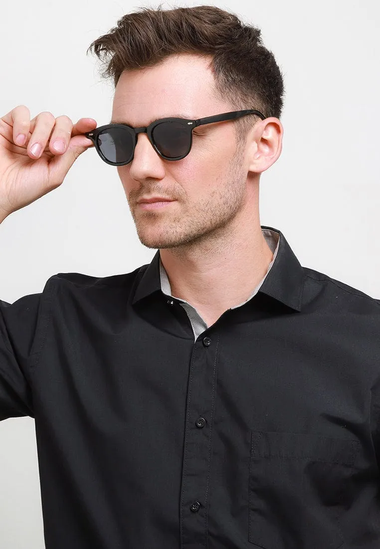Plastic Frame Retro Fashion Sunglasses - Black Black