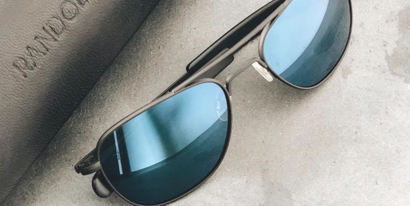 Randolph Aviator White Gold Sunglasses<span>-Polarized Cobalt & American Grey</span>