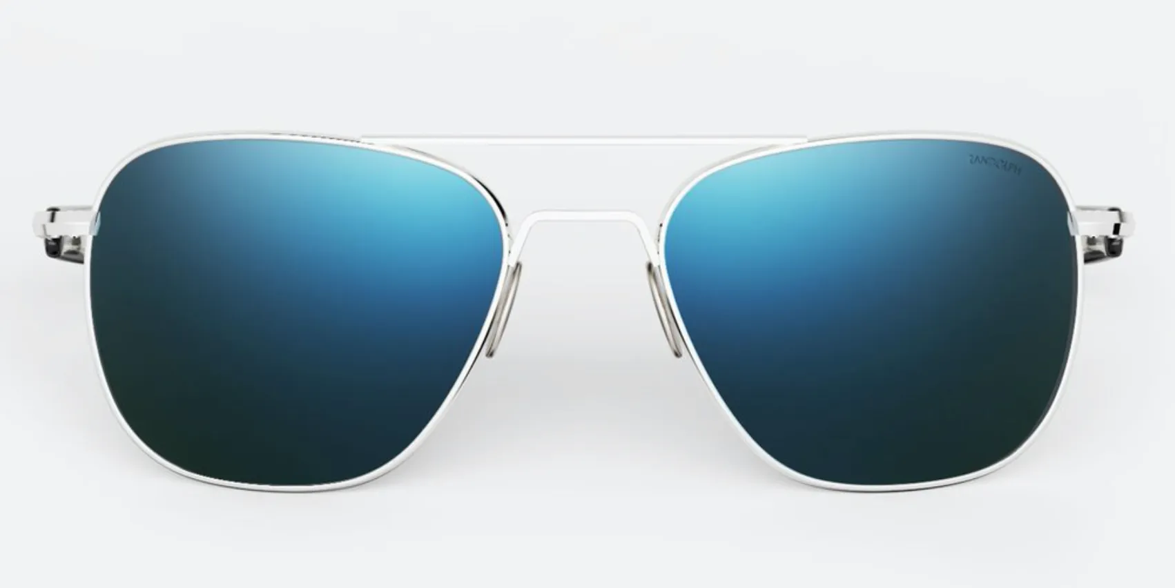 Randolph Aviator White Gold Sunglasses<span>-Polarized Cobalt & American Grey</span>