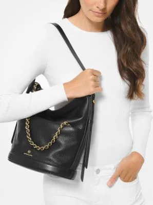 Reese Large Pebbled Leather Shoulder Bag