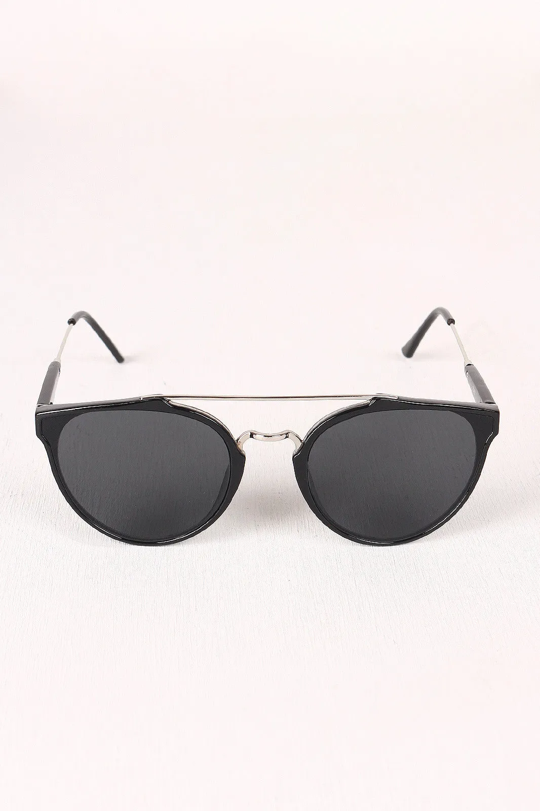Retro Double Bridge Round Lens Sunglasses