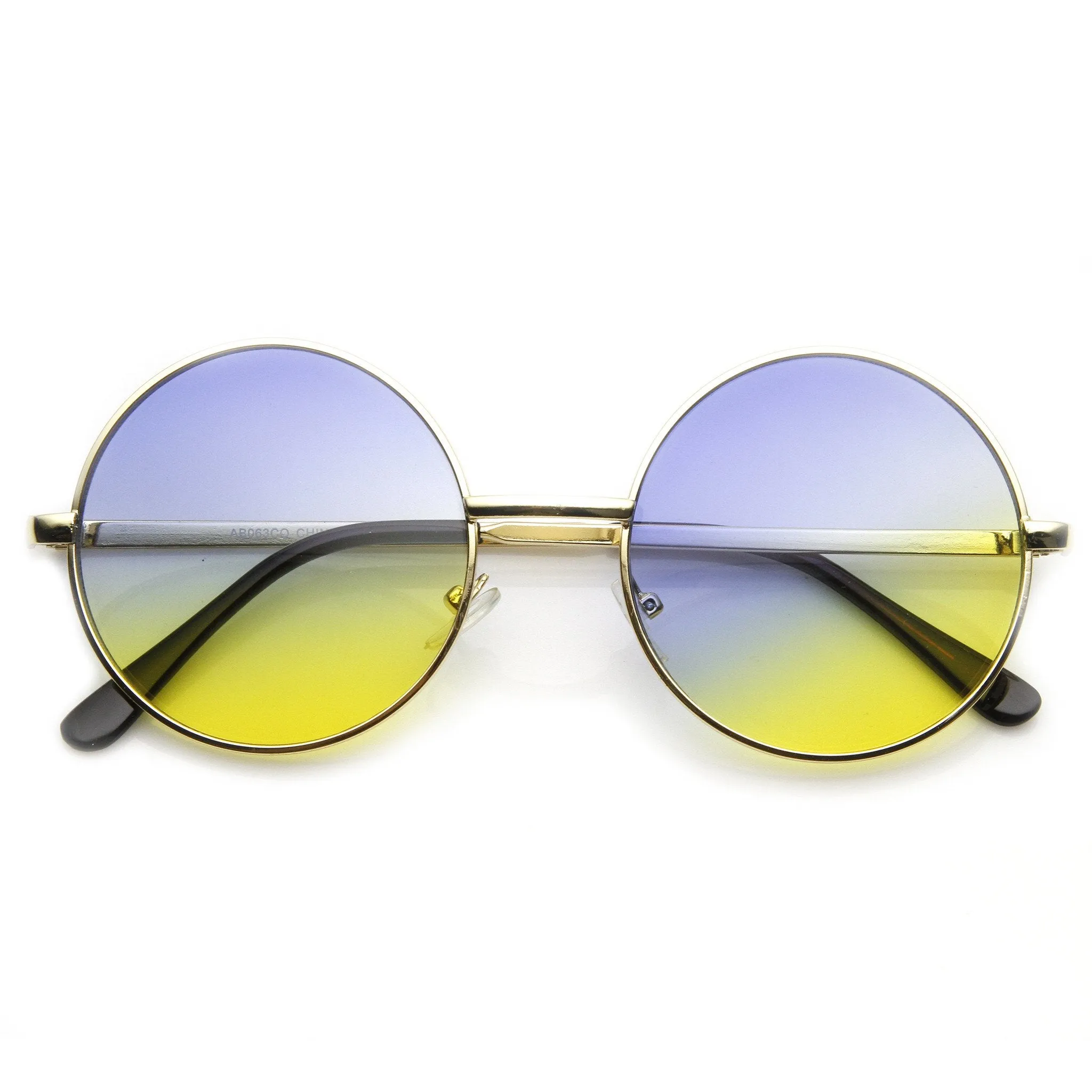 Retro Hippie Round Multi Color Rainbow Lens Sunglasses
