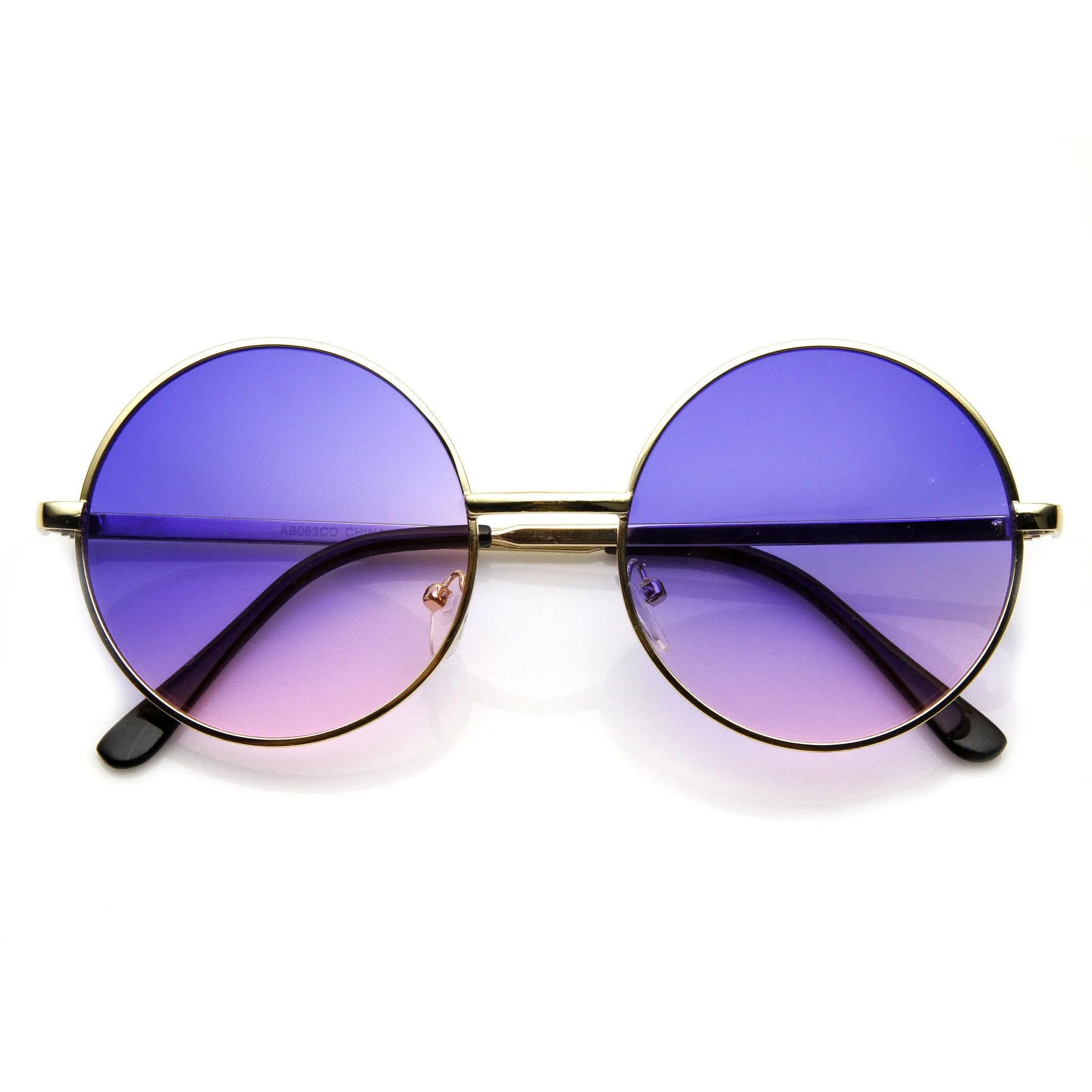Retro Hippie Round Multi Color Rainbow Lens Sunglasses