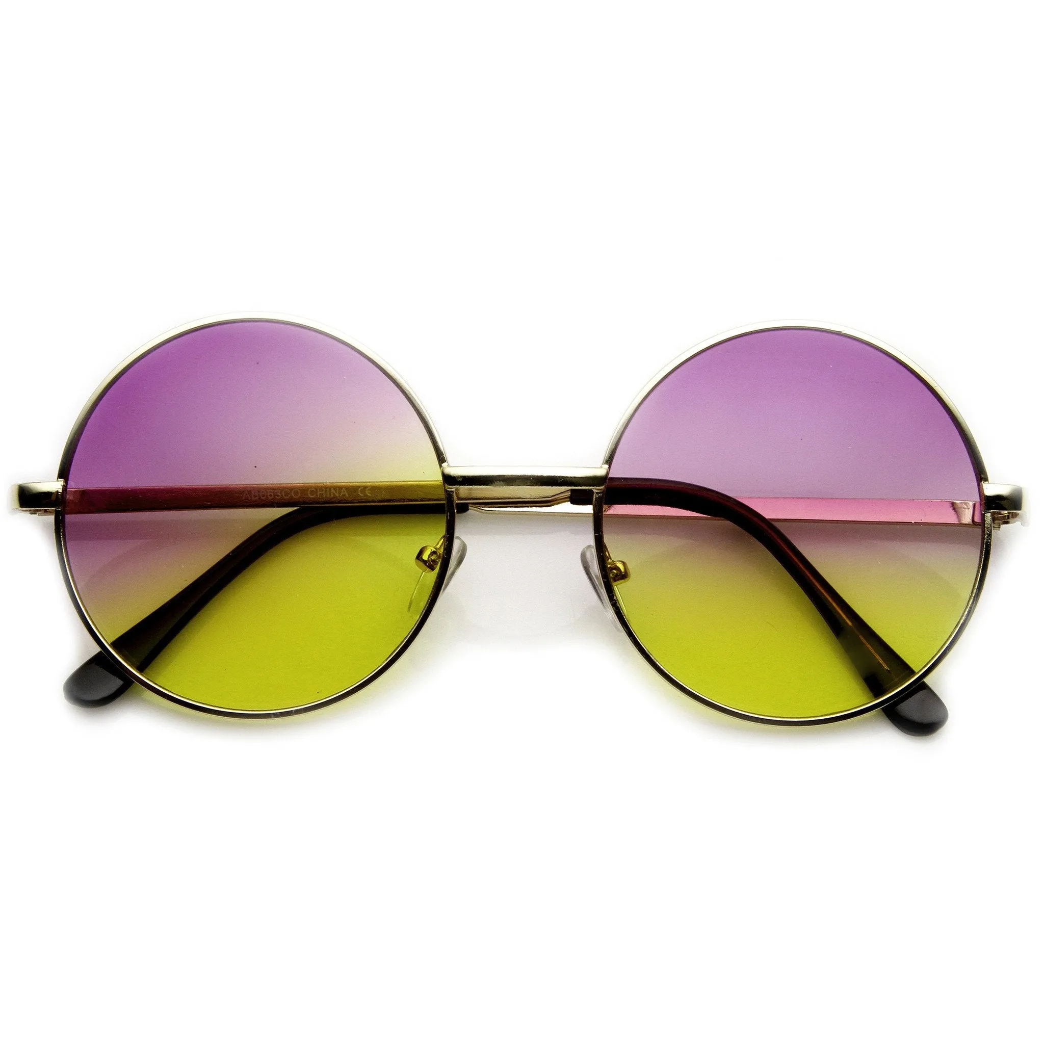 Retro Hippie Round Multi Color Rainbow Lens Sunglasses