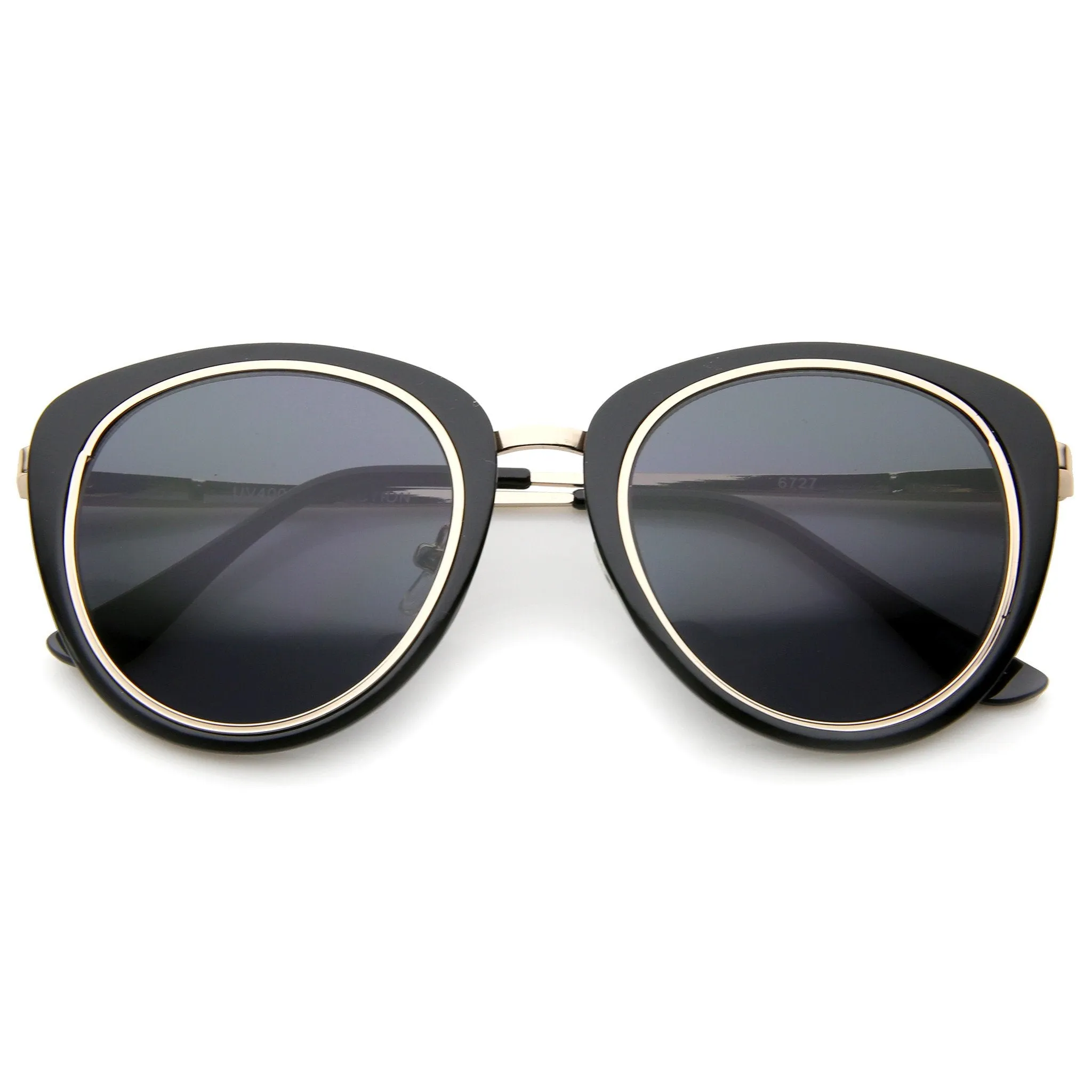 Retro Metal Outline Trim Lens Cat Eye Sunglasses A354
