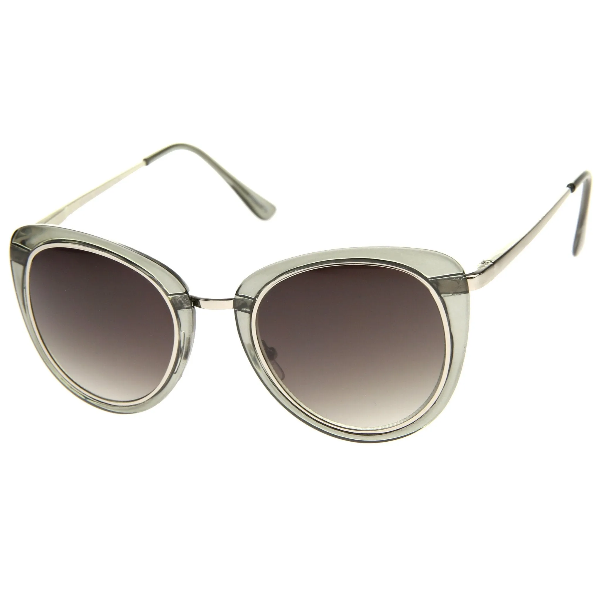 Retro Metal Outline Trim Lens Cat Eye Sunglasses A354