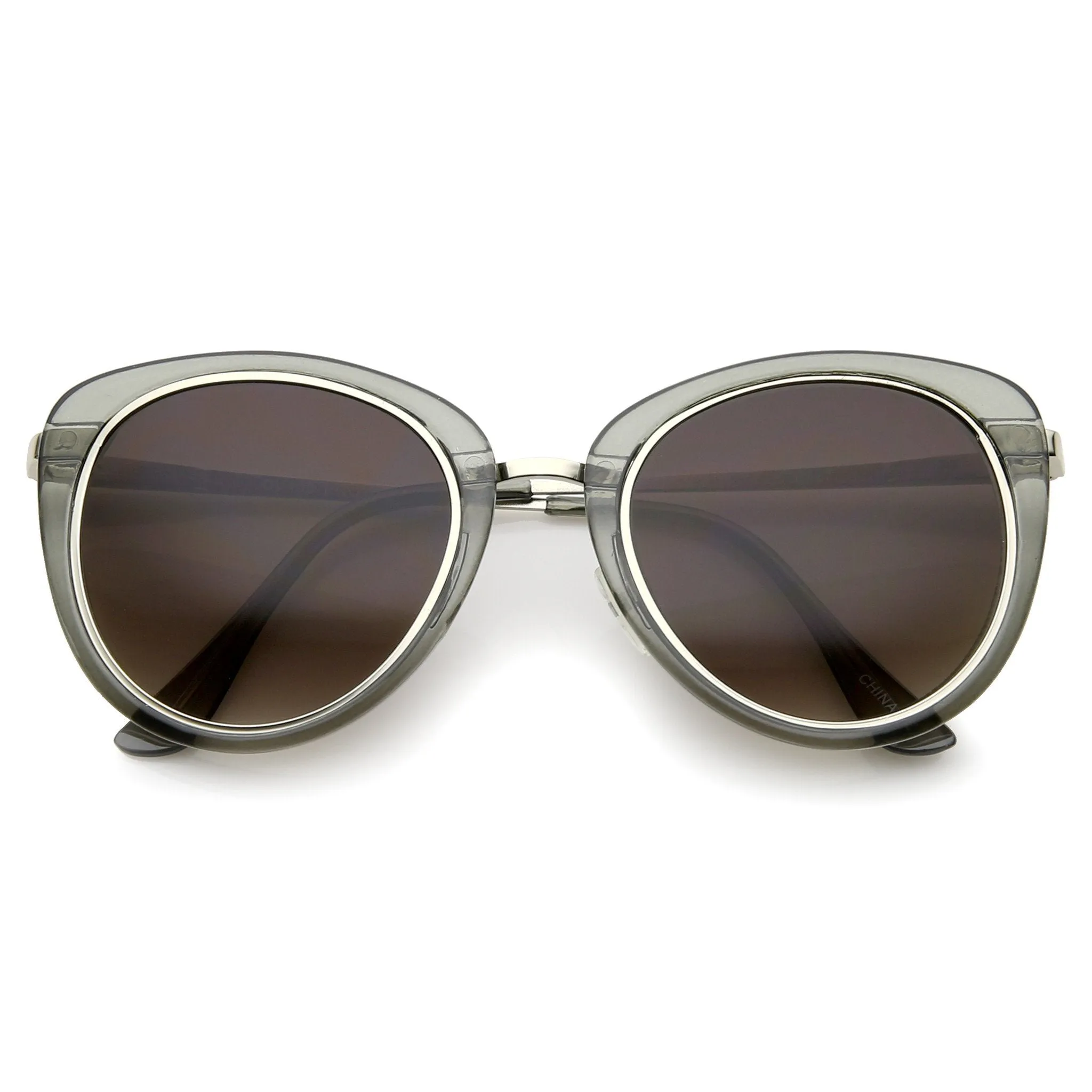 Retro Metal Outline Trim Lens Cat Eye Sunglasses A354