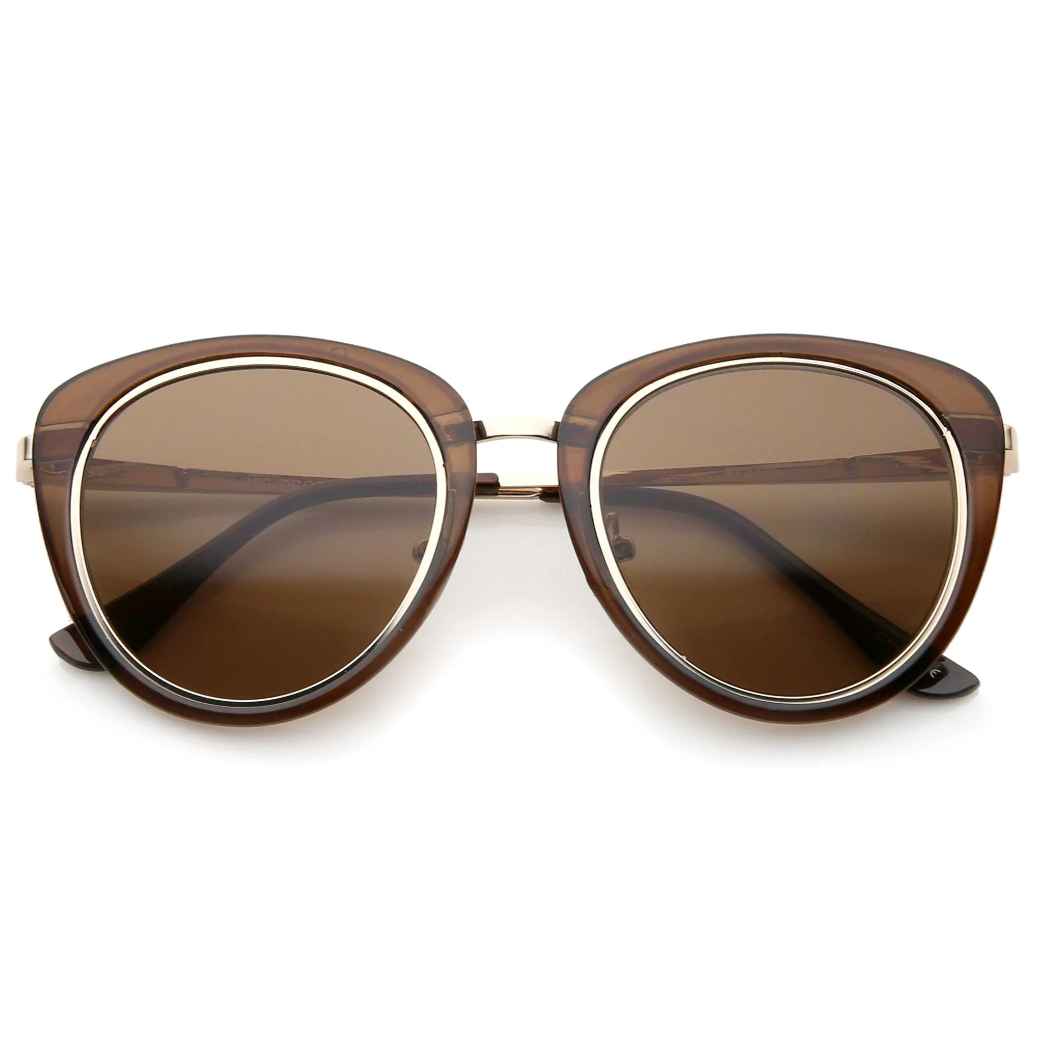 Retro Metal Outline Trim Lens Cat Eye Sunglasses A354