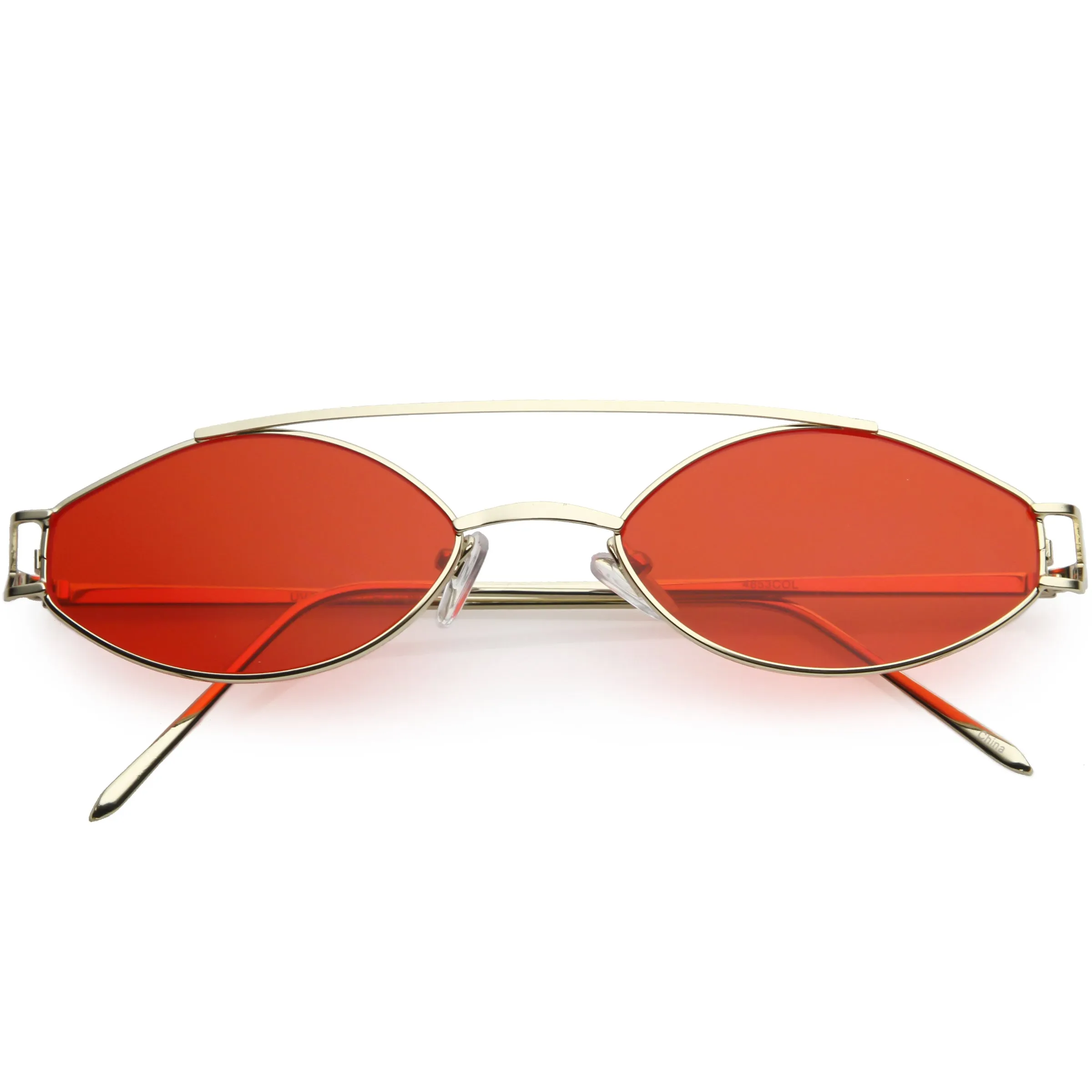 Retro Modern Small Metal Oval Crossbar Color Tone Lens Sunglasses C944