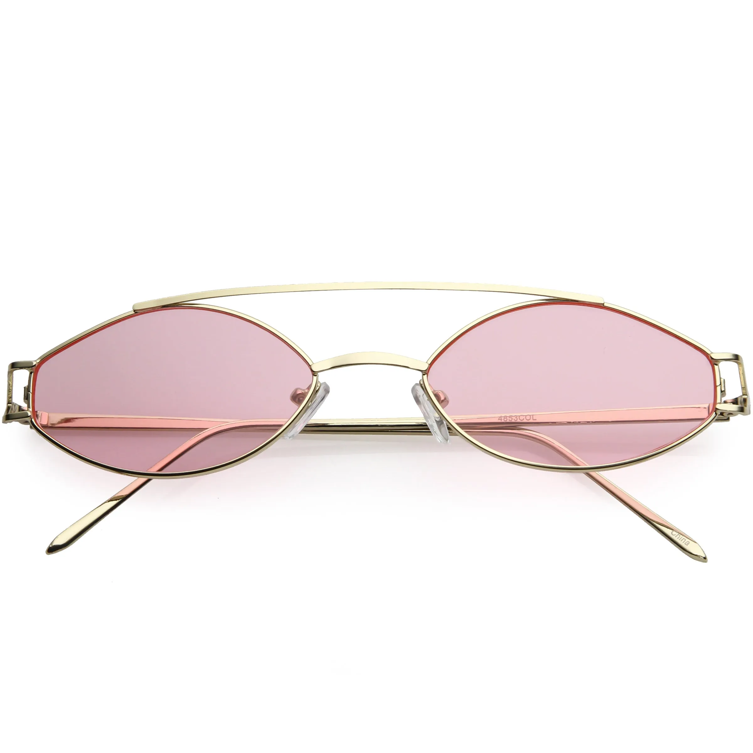 Retro Modern Small Metal Oval Crossbar Color Tone Lens Sunglasses C944
