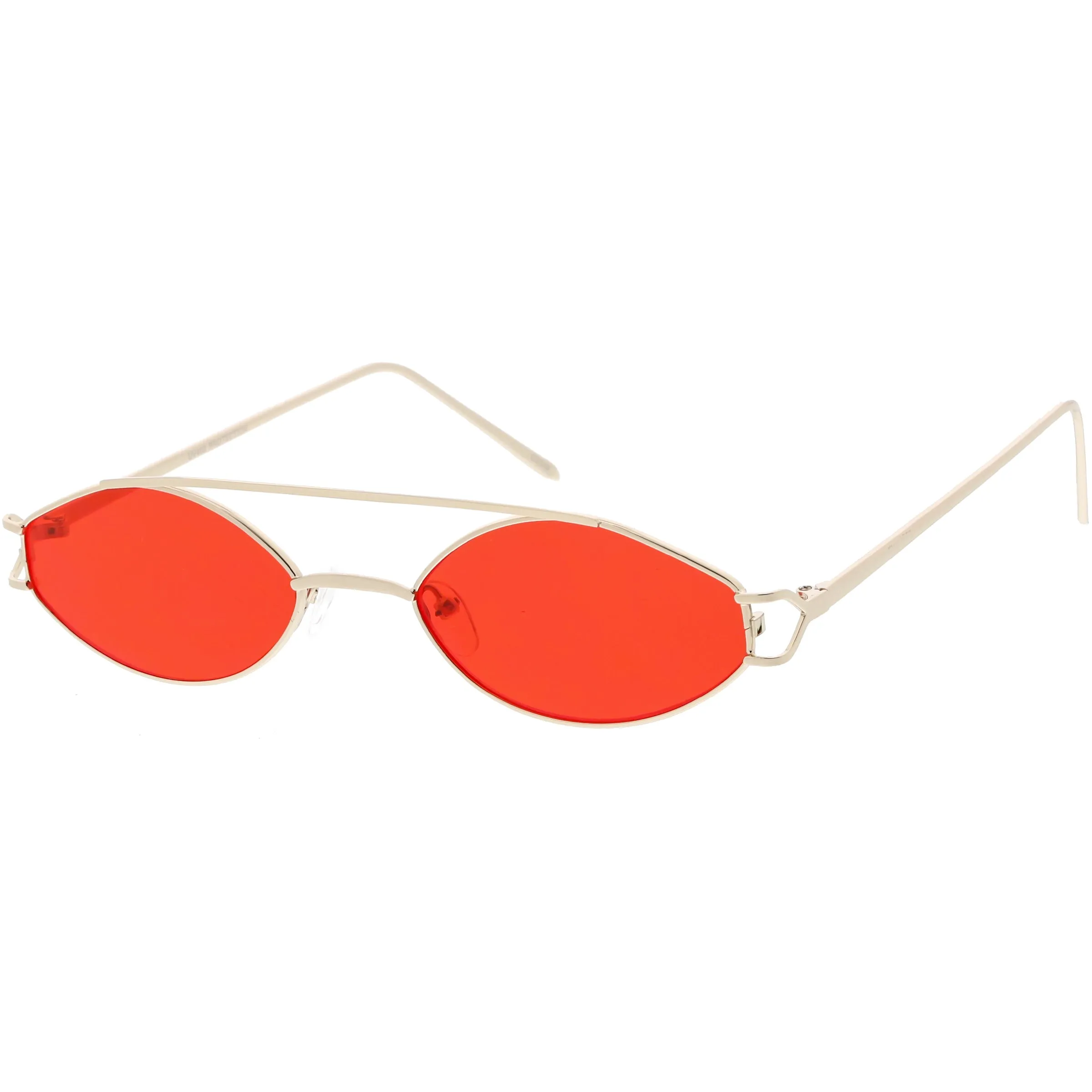 Retro Modern Small Metal Oval Crossbar Color Tone Lens Sunglasses C944