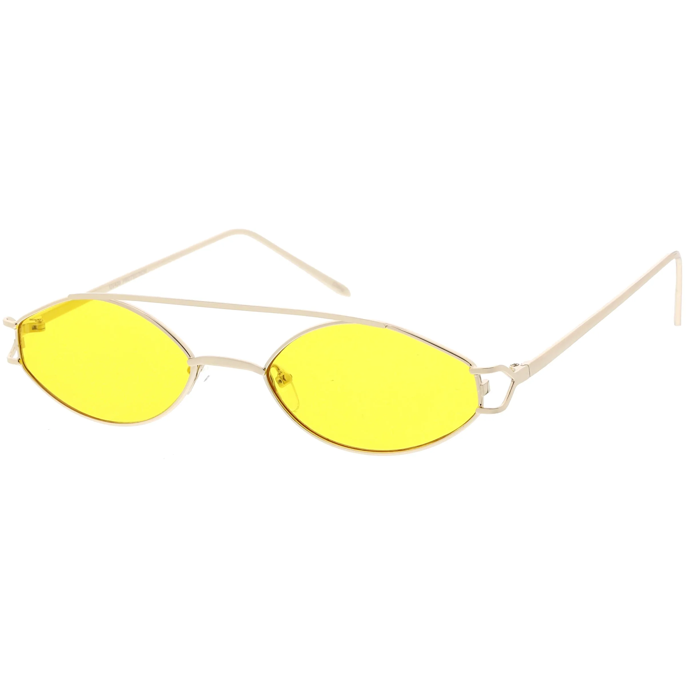 Retro Modern Small Metal Oval Crossbar Color Tone Lens Sunglasses C944