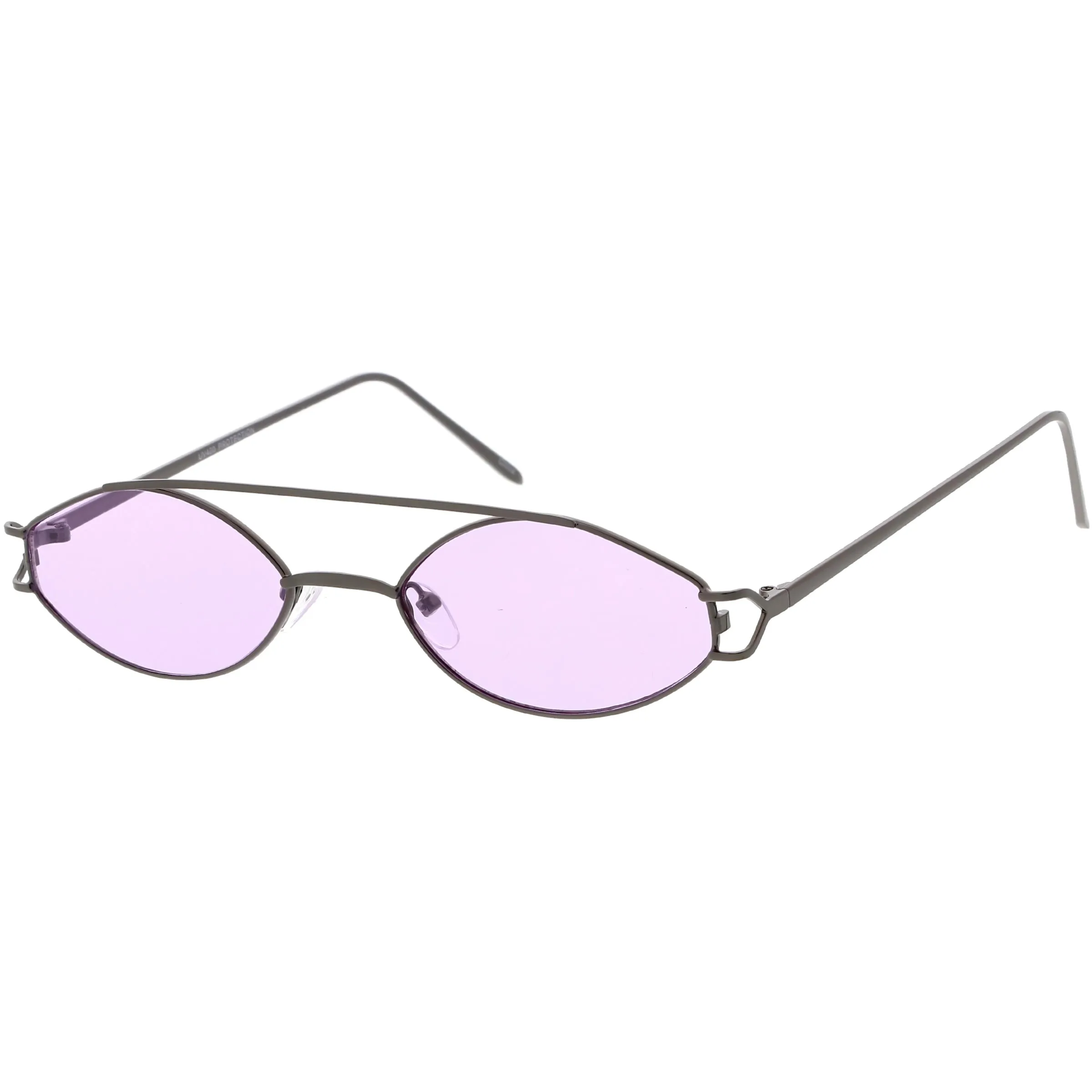 Retro Modern Small Metal Oval Crossbar Color Tone Lens Sunglasses C944
