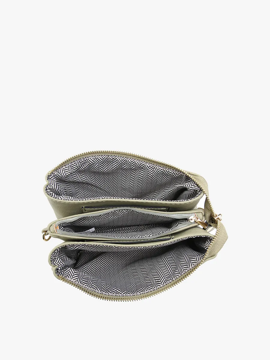 Riley 3 Compartment Crossbody/Wristlet - Kelly Green