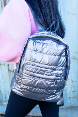 SALE! Lakeland Metallic Gray Small Puffy Backpack