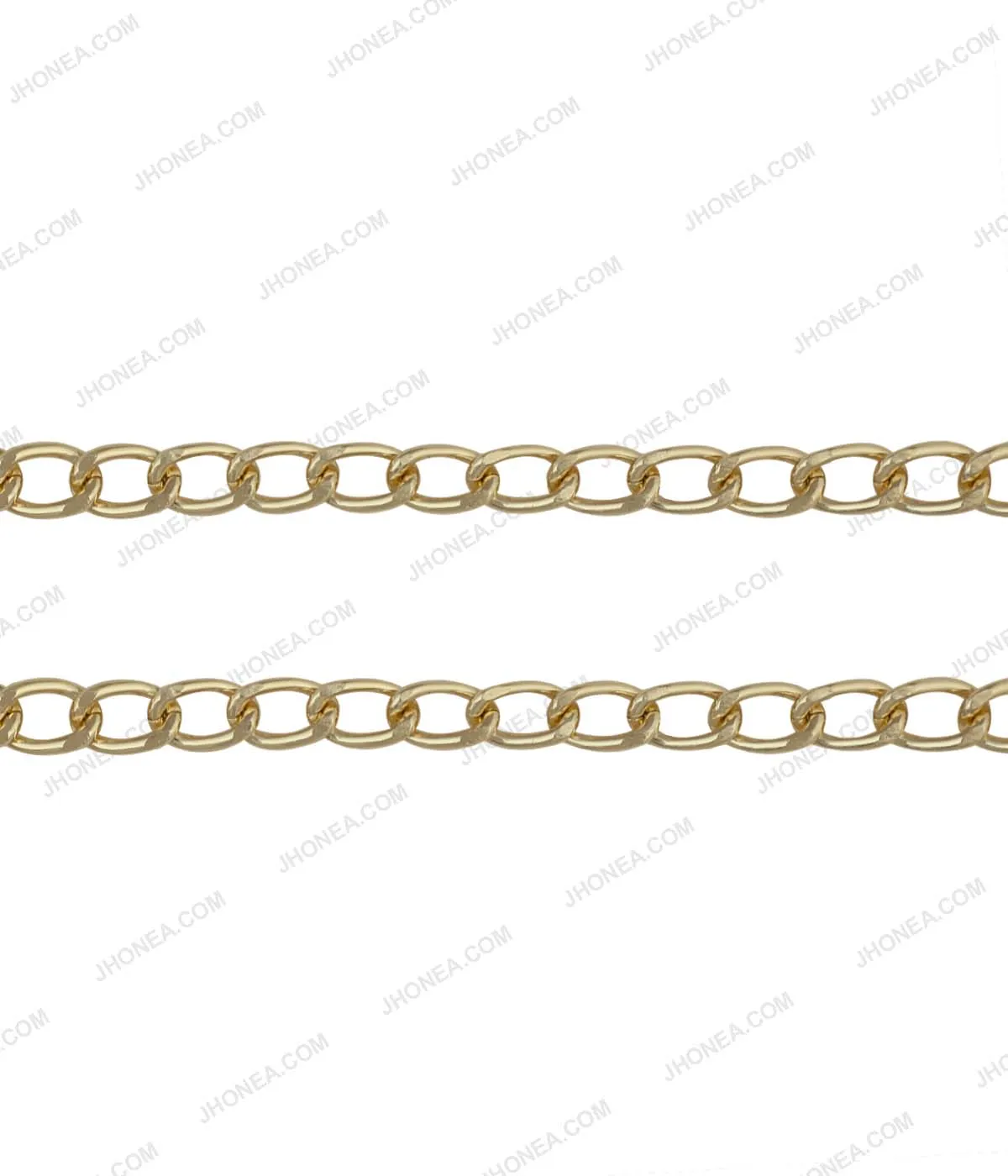 Shiny Gold Fashion Metal Curved Curb Link Chain