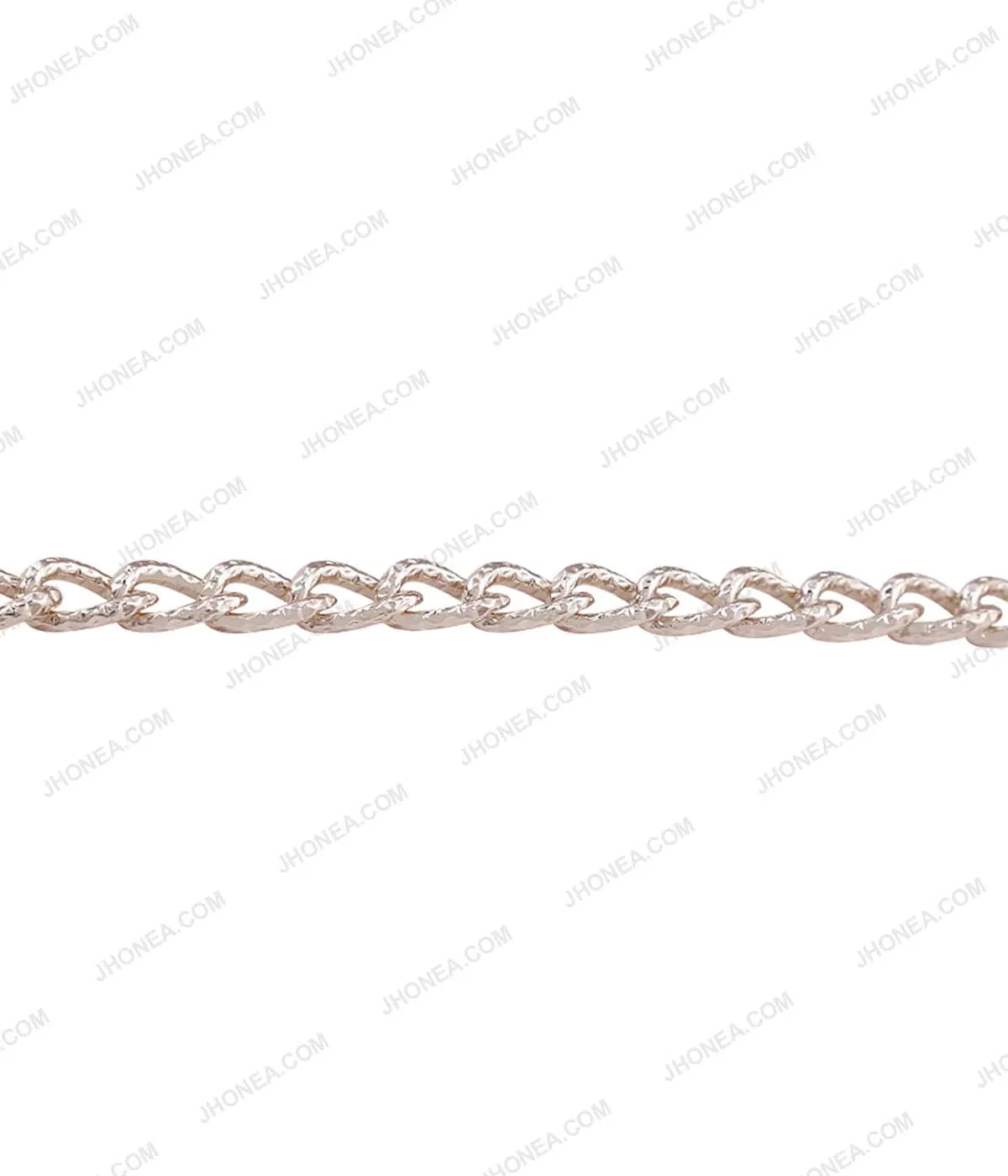 Shiny White Gold 6mm Curved Curb Link Metal Chain