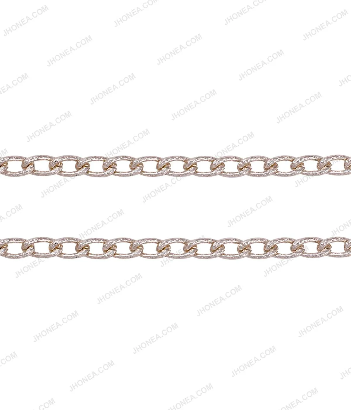 Shiny White Gold 6mm Curved Curb Link Metal Chain