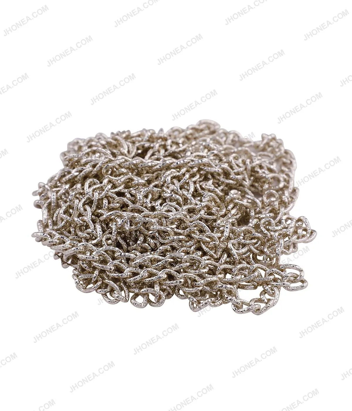 Shiny White Gold 6mm Curved Curb Link Metal Chain