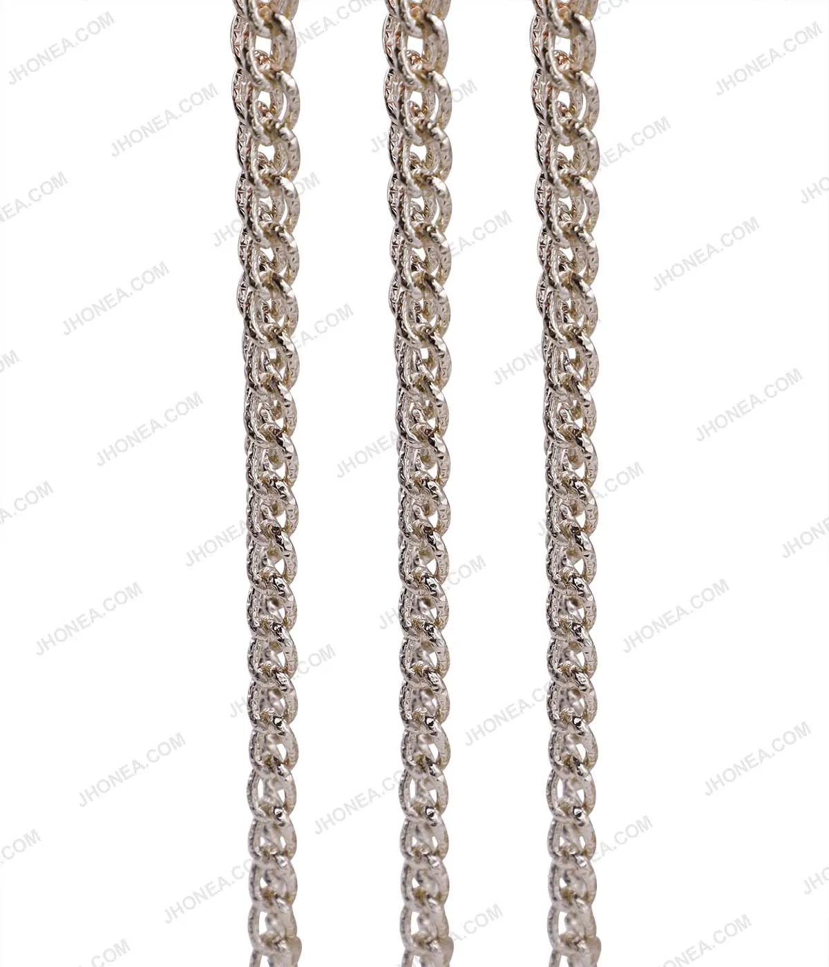 Shiny White Gold 6mm Curved Curb Link Metal Chain