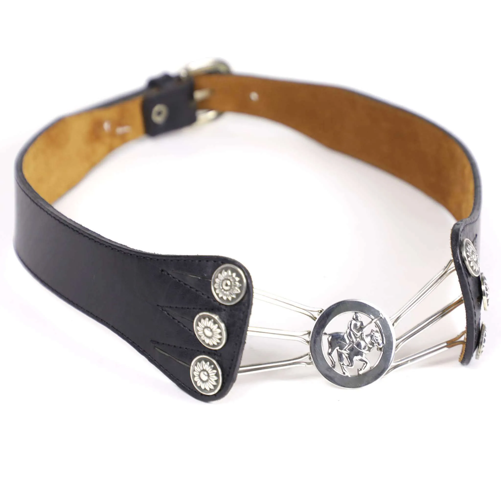 Silver plated Rastra Belt with Polo Player Motif