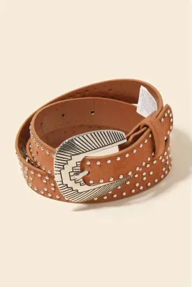 Studded Western Faux Leather Belt
