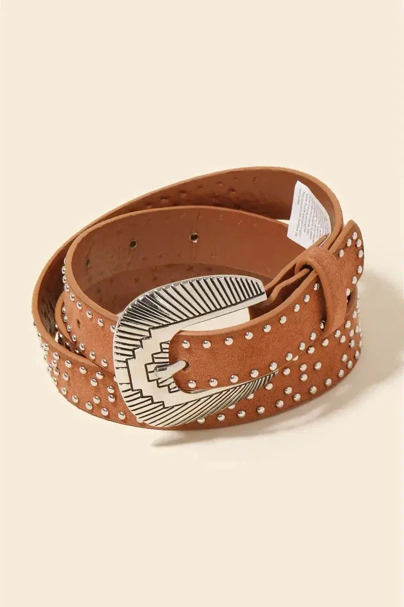 Studded Western Faux Leather Belt