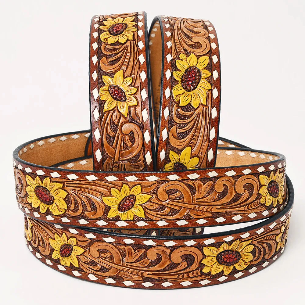 Sunflower Drive Hand Tooled Leather Belt