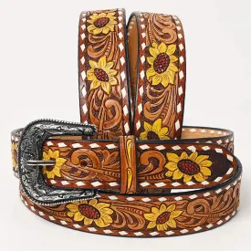 Sunflower Drive Hand Tooled Leather Belt
