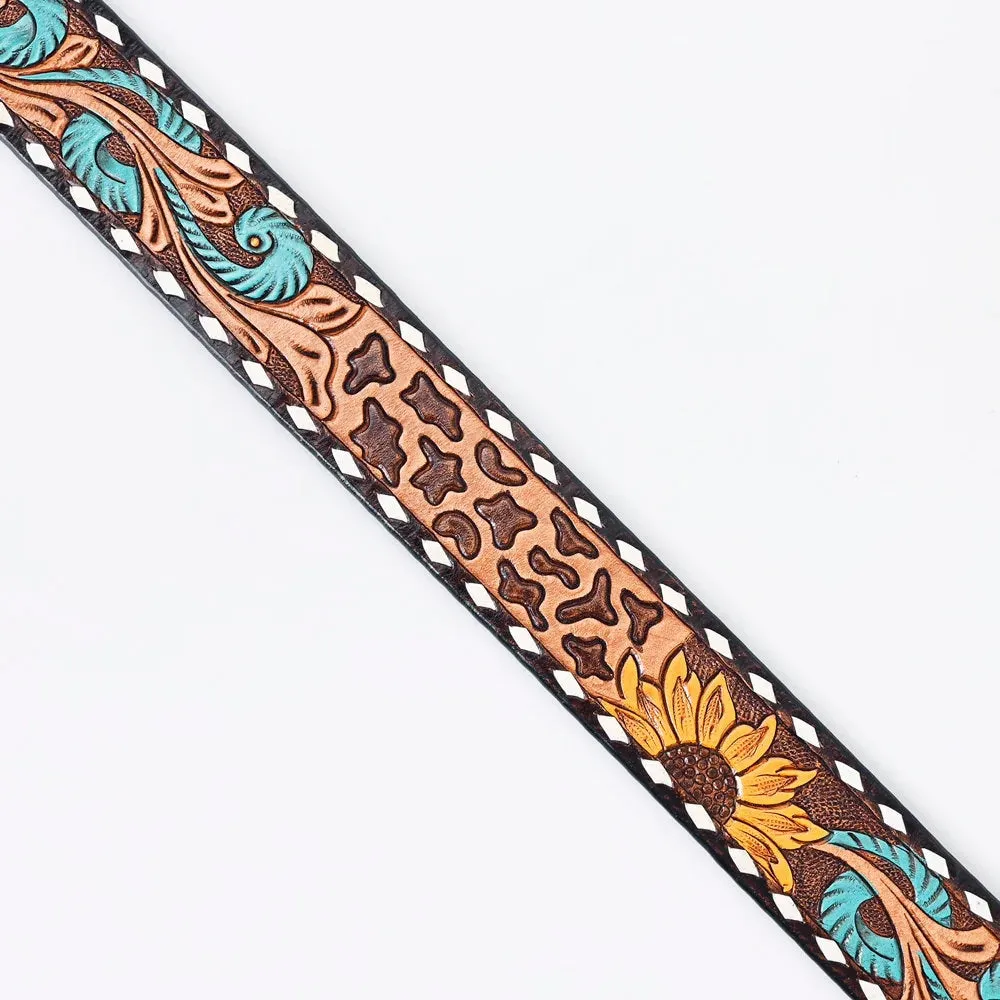 Sunflower Love Hand Tooled Leather Belt