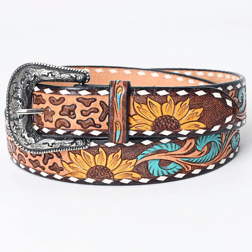 Sunflower Love Hand Tooled Leather Belt