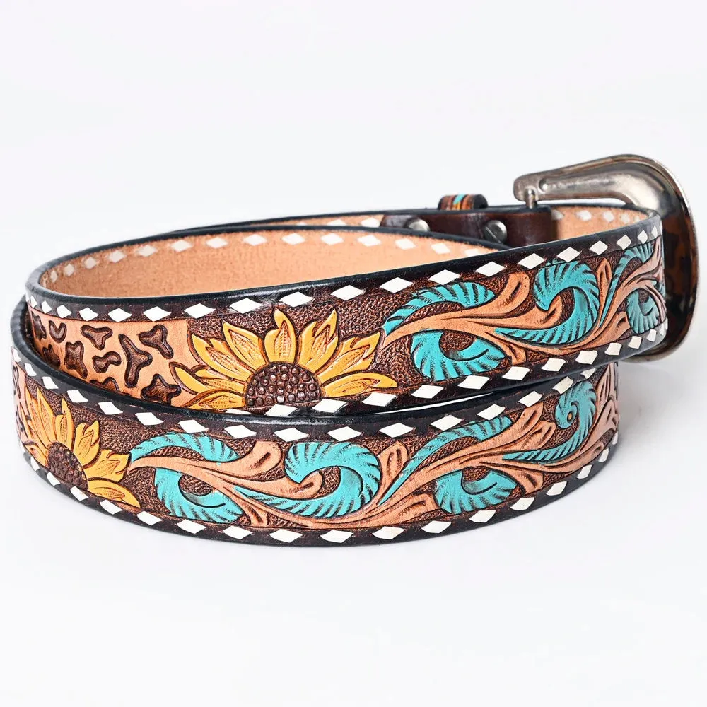 Sunflower Love Hand Tooled Leather Belt