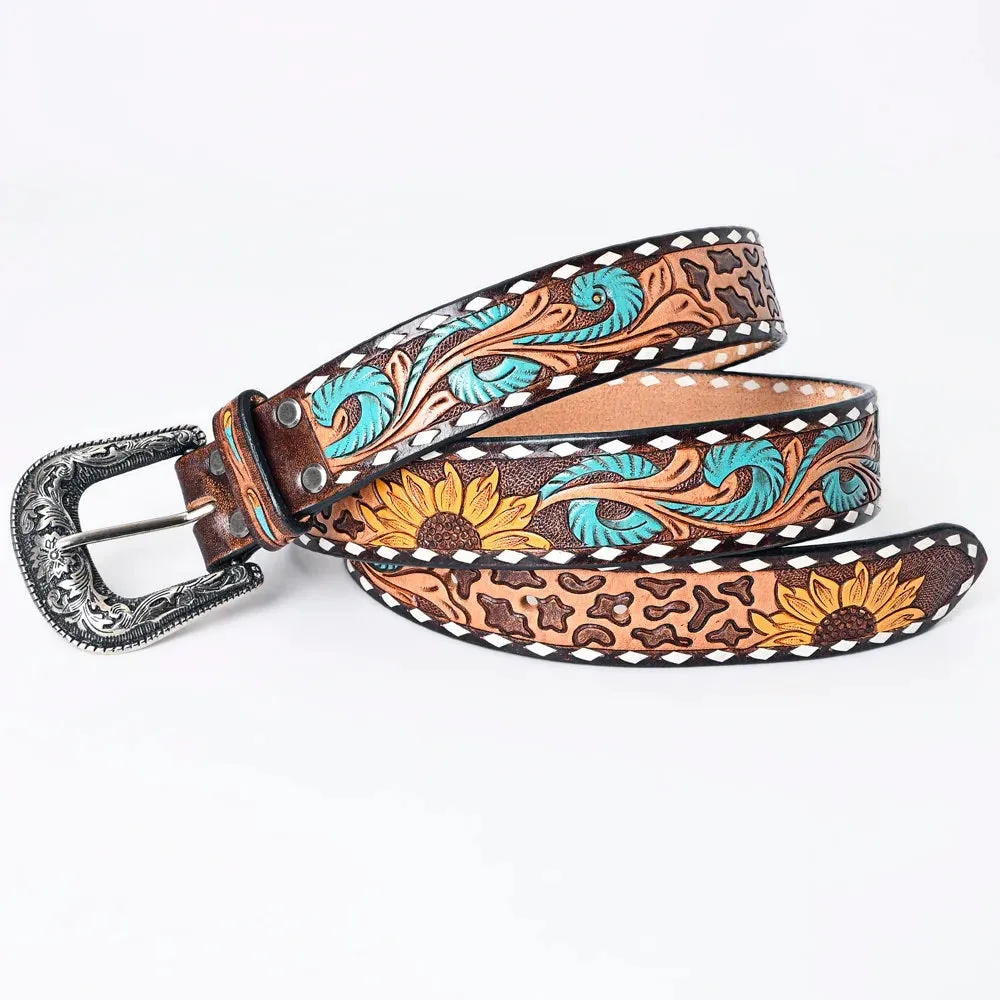 Sunflower Love Hand Tooled Leather Belt