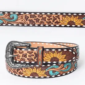 Sunflower Love Hand Tooled Leather Belt