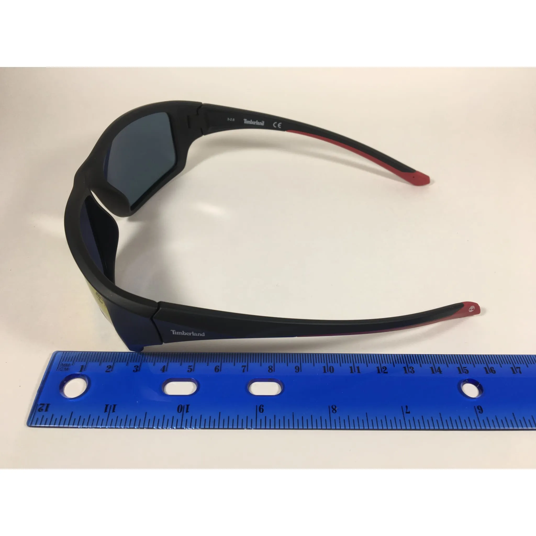 Timberland Polarized Wrap Sunglasses Matte Black Red Orange Mirror Lens TB7152 02D