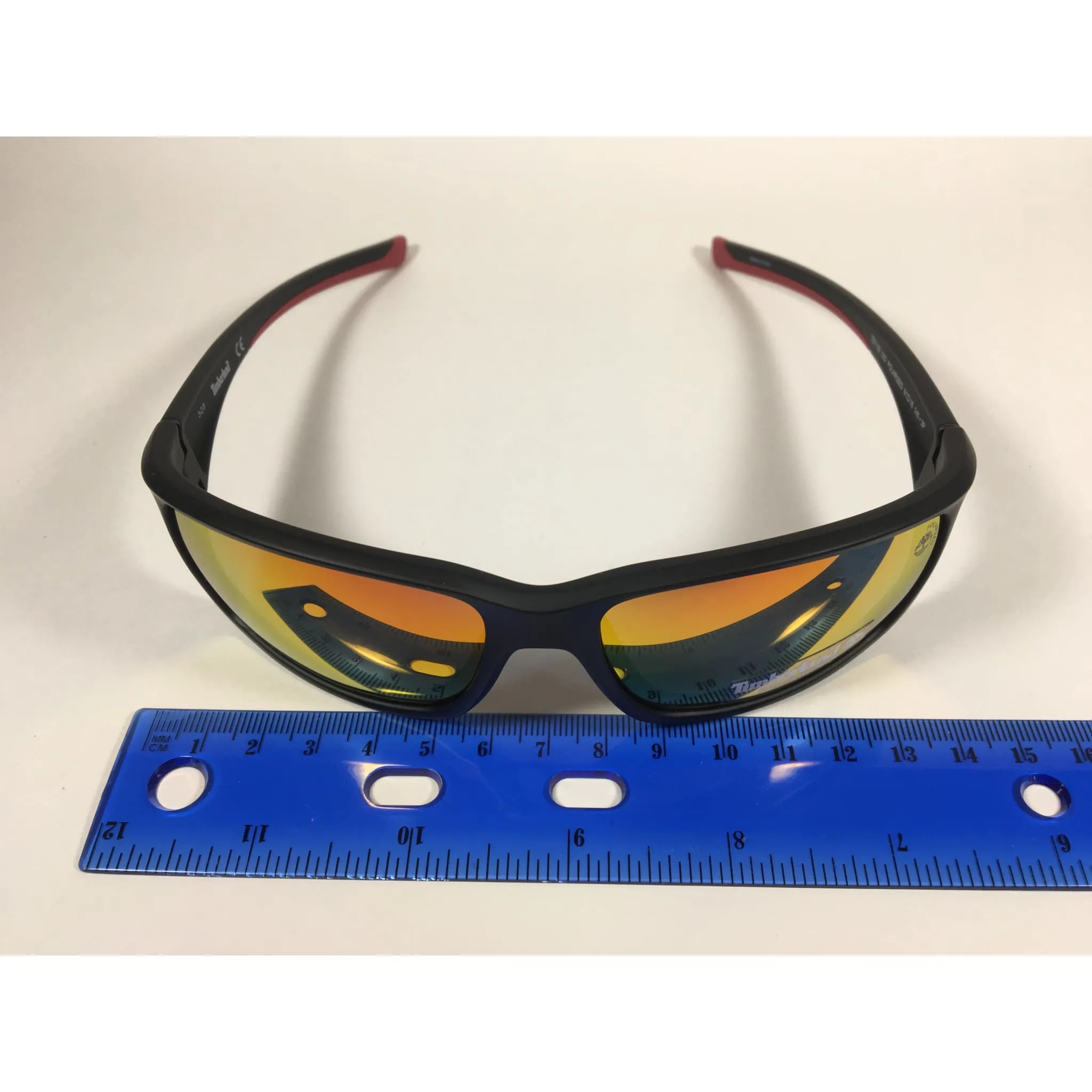 Timberland Polarized Wrap Sunglasses Matte Black Red Orange Mirror Lens TB7152 02D