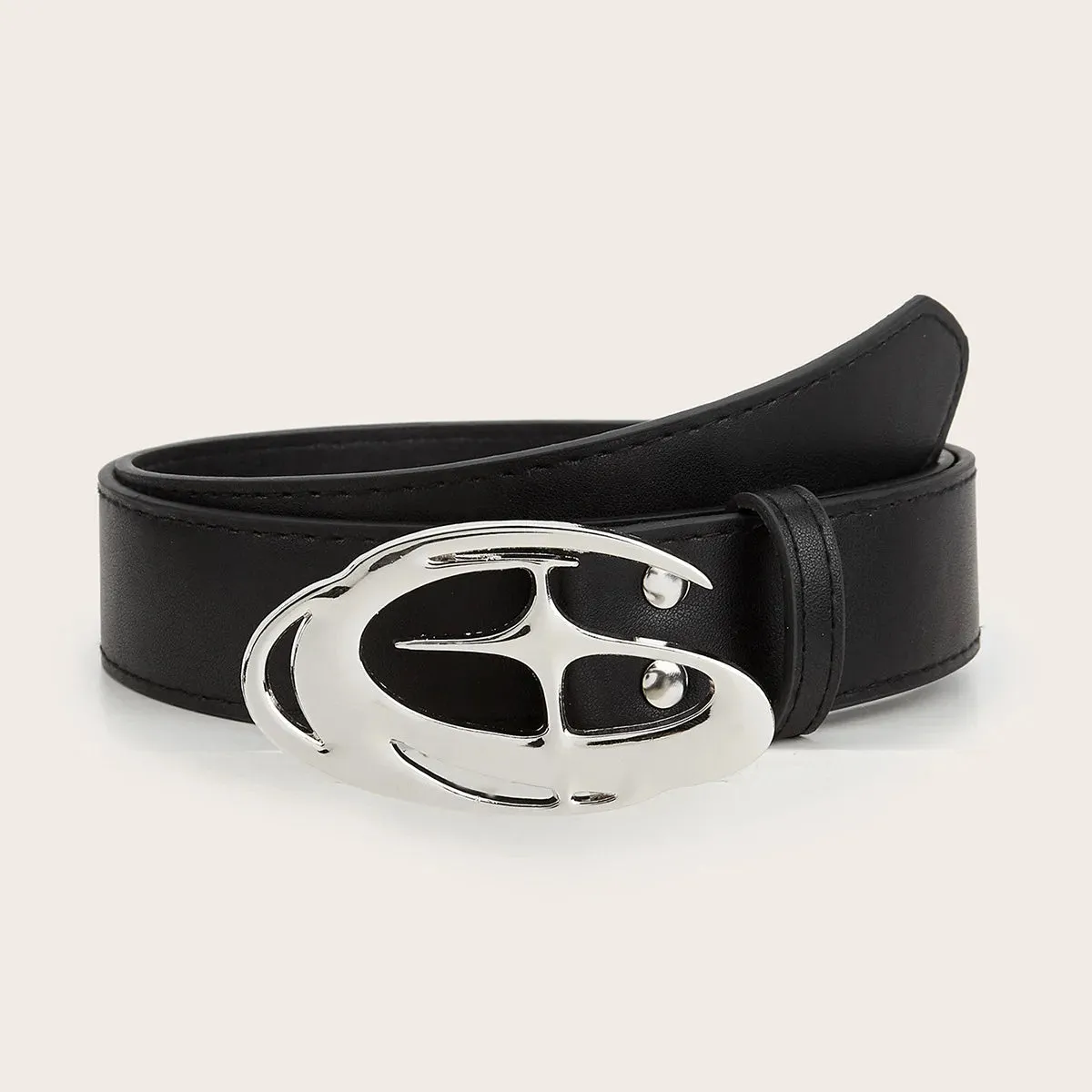 Vintage Punk Moon & Star Buckle Belt – Gothic Y2K PU Leather Waistband for Men & Women