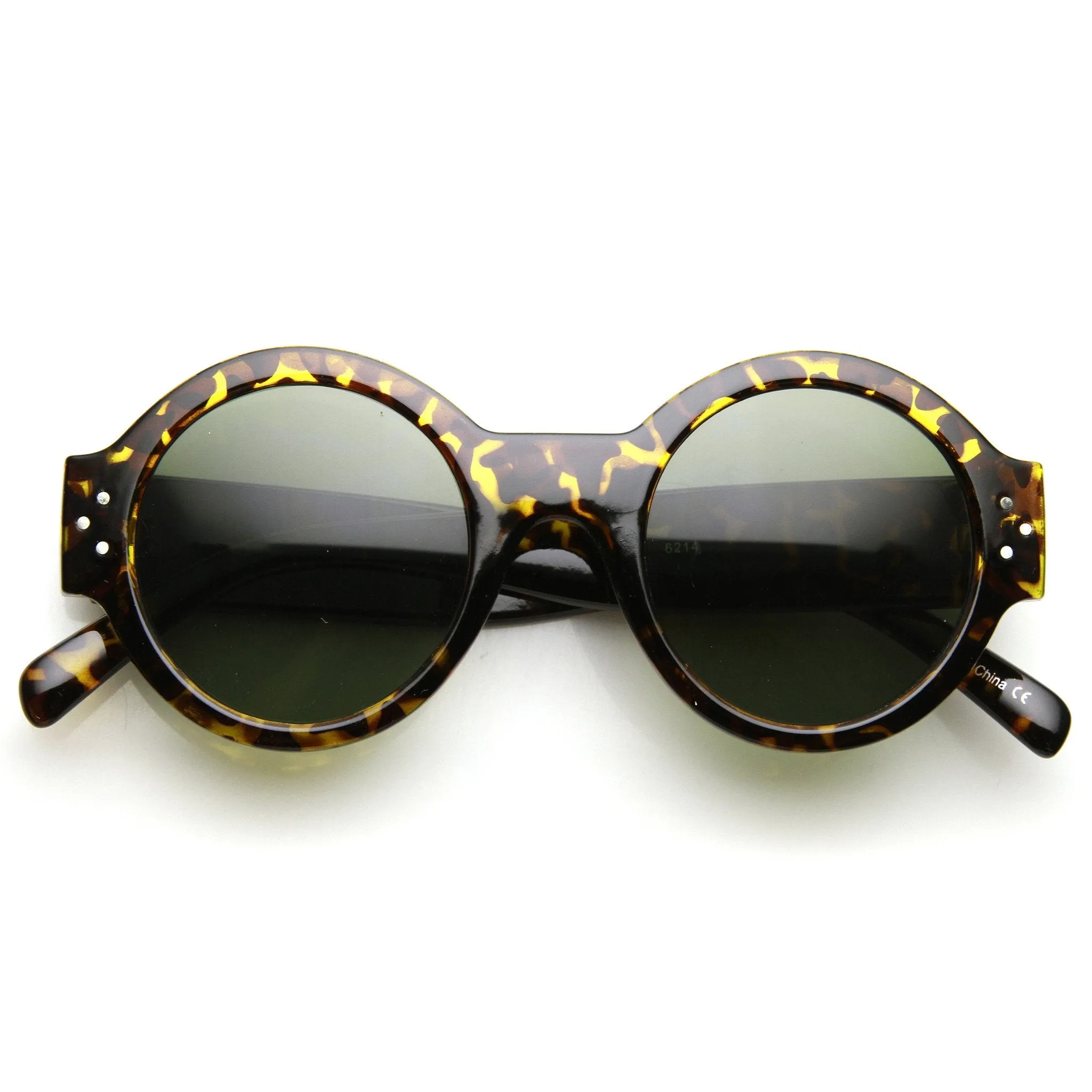 Women's Retro Euro Bold Thick Round Frame Sunglasses 9491