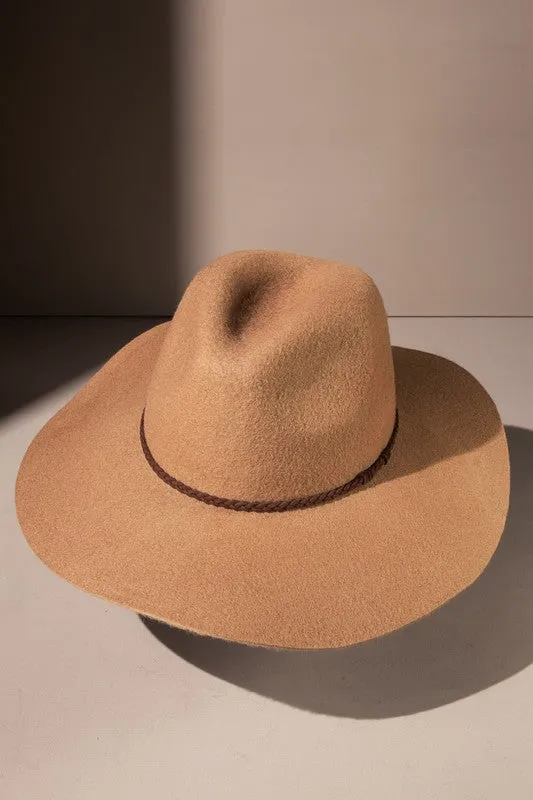 Wool Felt Wide Brim Panama Hat | Camel