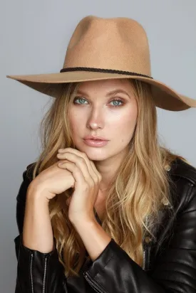 Wool Felt Wide Brim Panama Hat | Camel